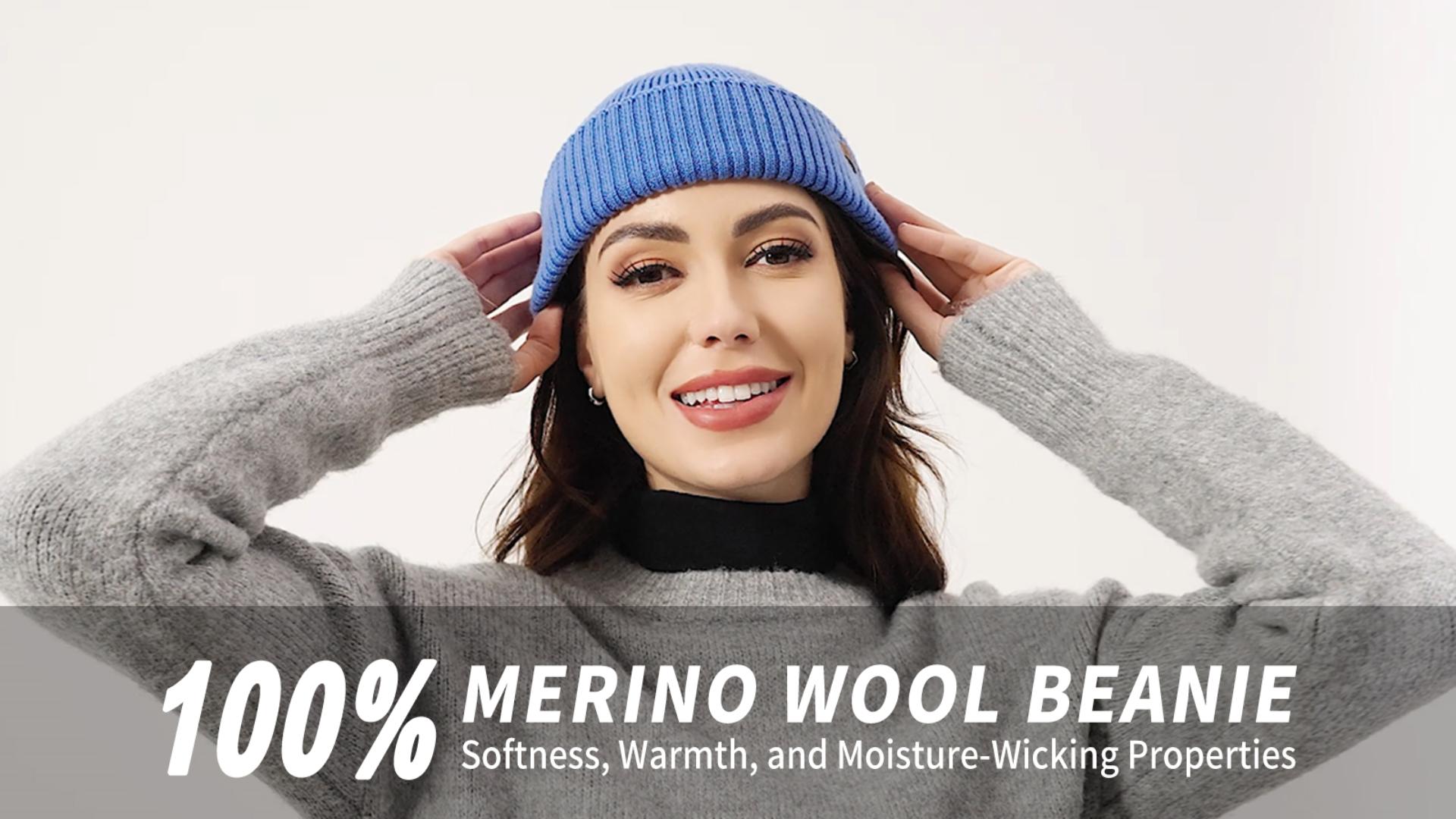 OUTDOOR SHAPING Merino Wool Short Fisherman Beanies for Men Women